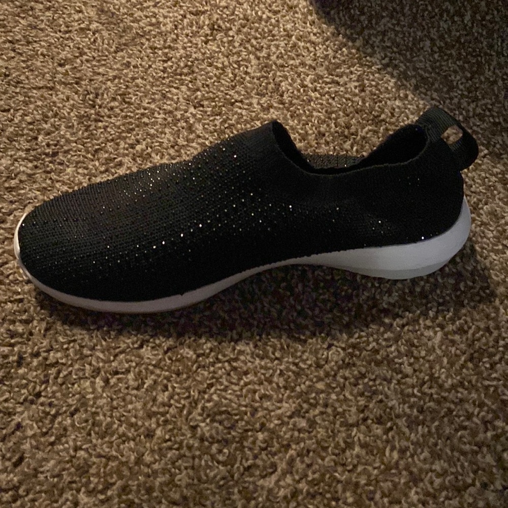 Cynthia Rowley black diamond slip on shoes.